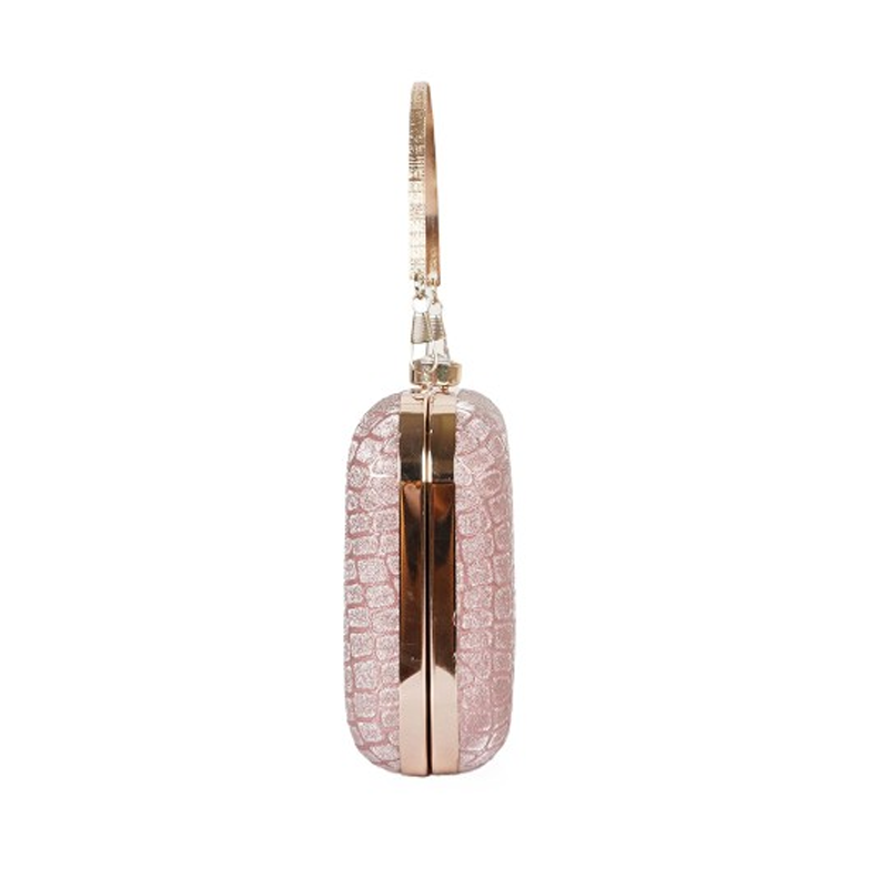 Pink & Gold-Toned Embellished Purse Clutch