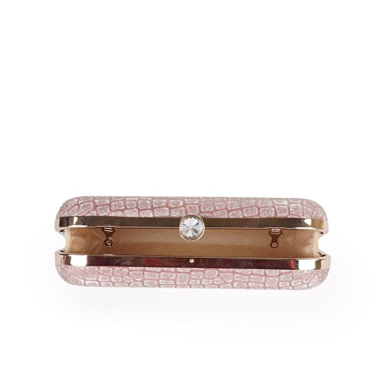 Pink & Gold-Toned Embellished Purse Clutch