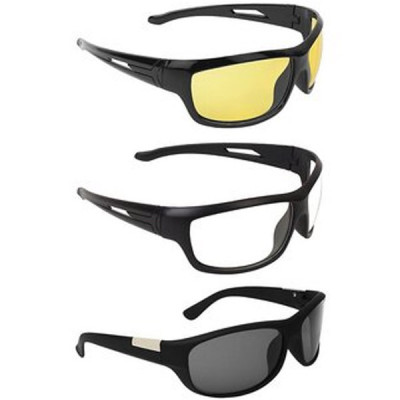 Transparent UV Protected Black Full Rim Wrap-around Night Vision