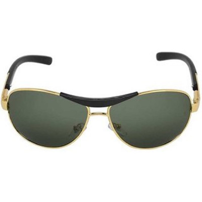 Glass Lens Golden Green Rectangular Polarized Sun glasses